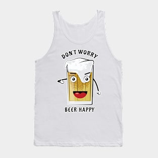 Don't Worry, Beer Happy - Funny Pun Tank Top